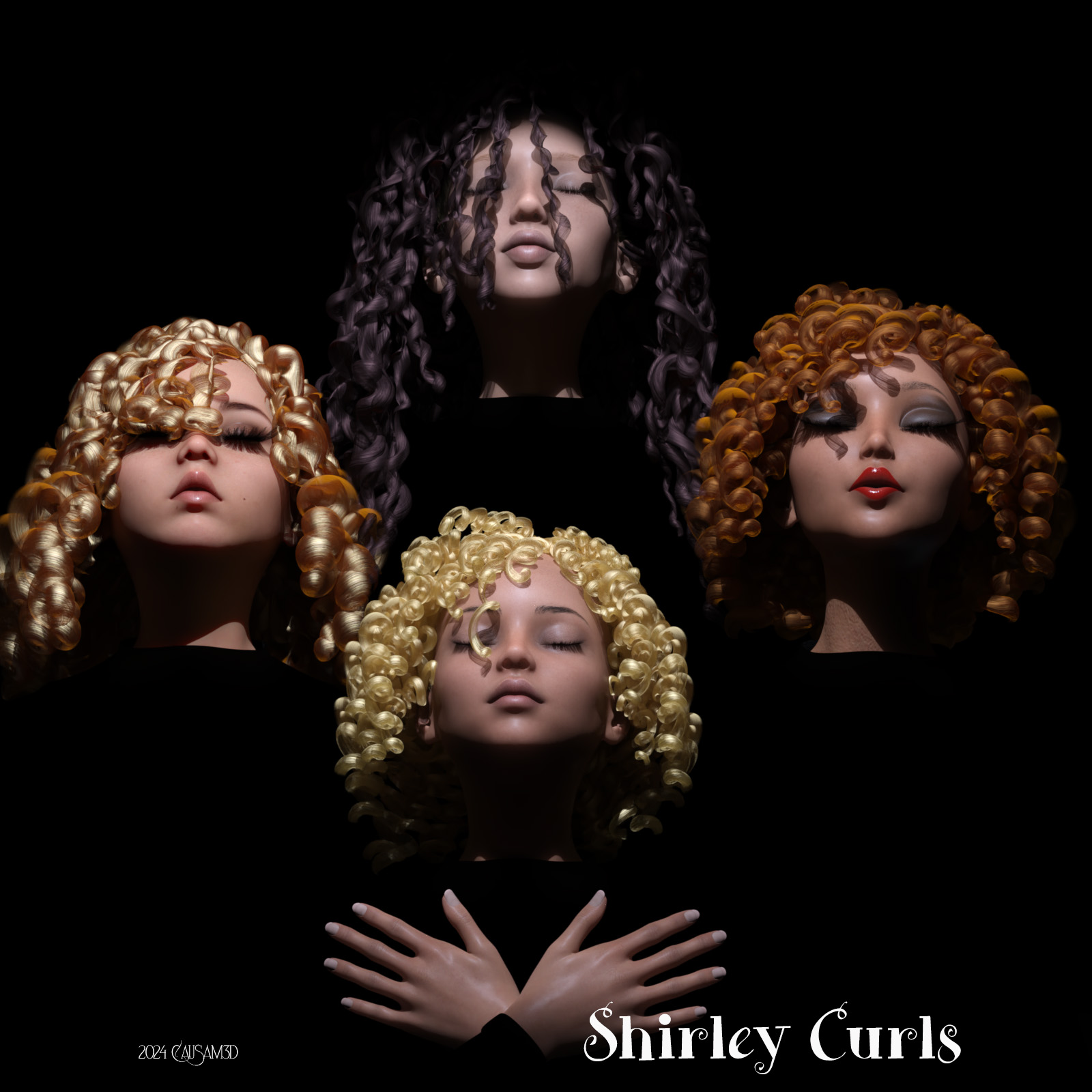 Shirley Curls dForce Curly Hair for Genesis 8 Female